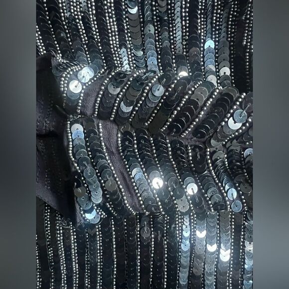 All Saints Mabli Hand Embellished Cocktail Dress Sz 0-6 Black Sequins - Picture 9 of 11